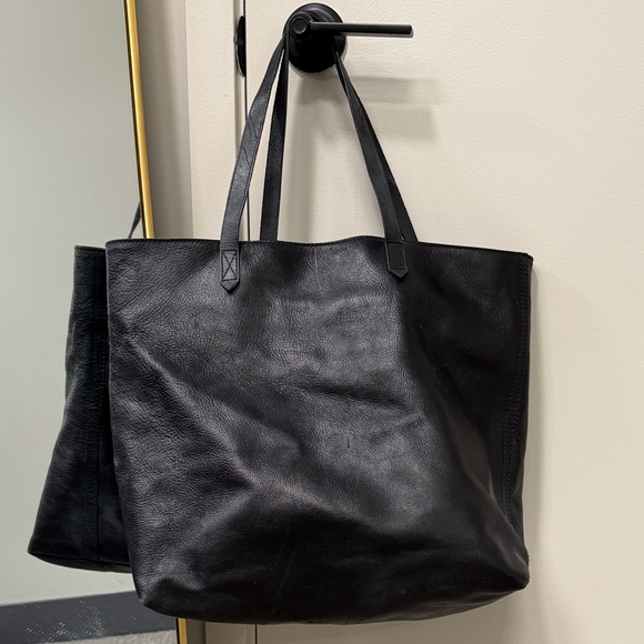 Madewell The Zip-Top Transport Leather Tote Bag - Black - Picture 2 of 9